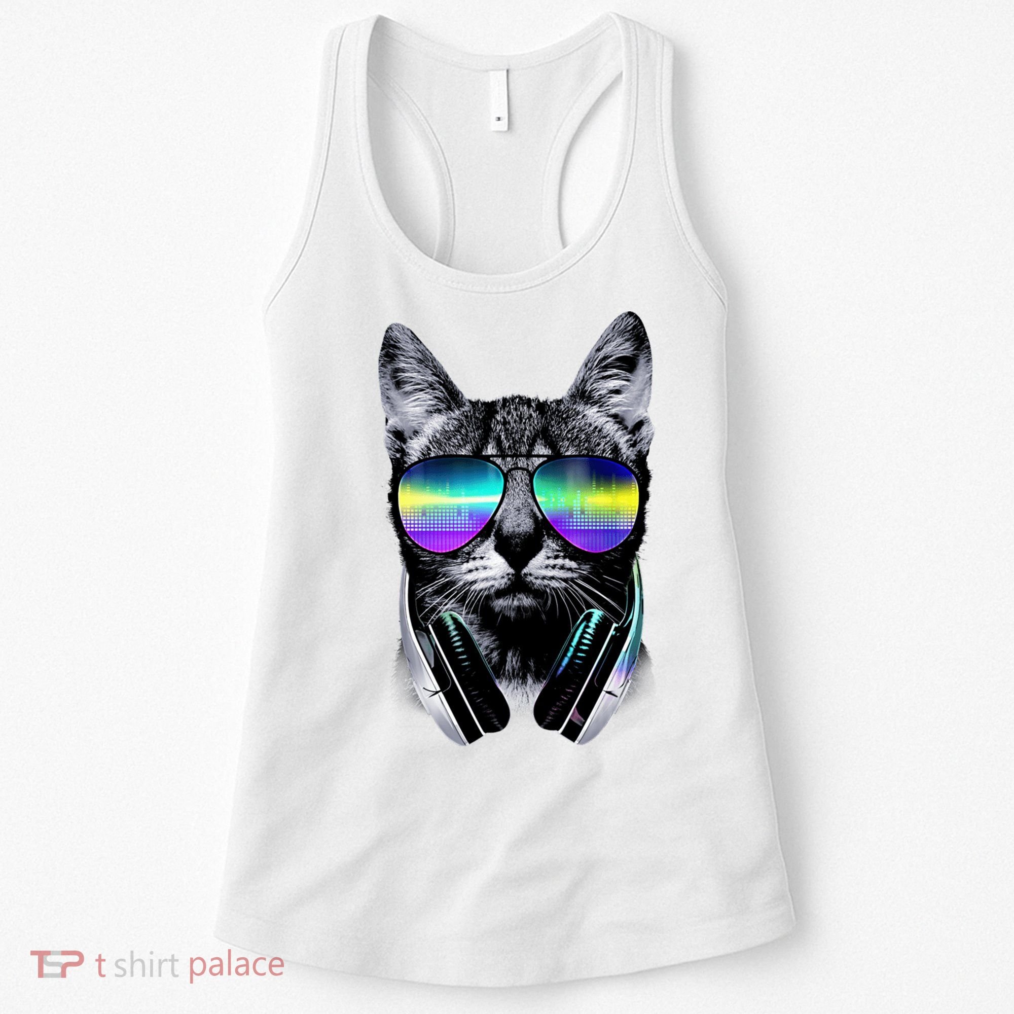 Cool Cat With Sunglasses DJ Retro Style Meme Women's Tank Top