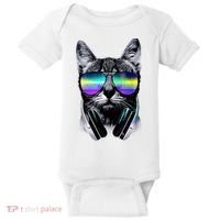 Cool Cat With Sunglasses DJ Retro Style Meme Baby Bodysuit thumb 0