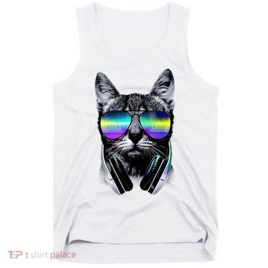 Cool Cat With Sunglasses DJ Retro Style Meme Tank Top