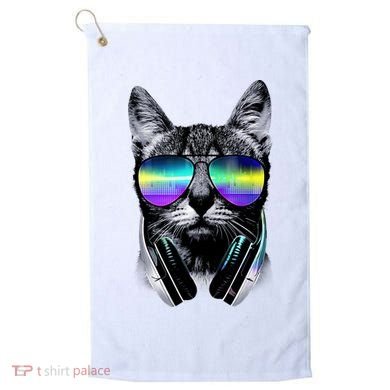 Cool Cat With Sunglasses DJ Retro Style Meme Golf Towel