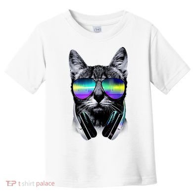 Cool Cat With Sunglasses DJ Retro Style Meme Toddler T-Shirt