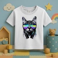 Cool Cat With Sunglasses DJ Retro Style Meme Toddler T-Shirt thumb 3