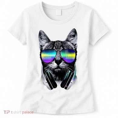 Cool Cat With Sunglasses DJ Retro Style Meme Women's T-Shirt