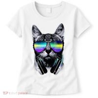Cool Cat With Sunglasses DJ Retro Style Meme Women's T-Shirt thumb 0