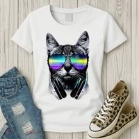Cool Cat With Sunglasses DJ Retro Style Meme Women's T-Shirt thumb 3