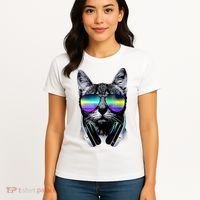 Cool Cat With Sunglasses DJ Retro Style Meme Women's T-Shirt thumb 4