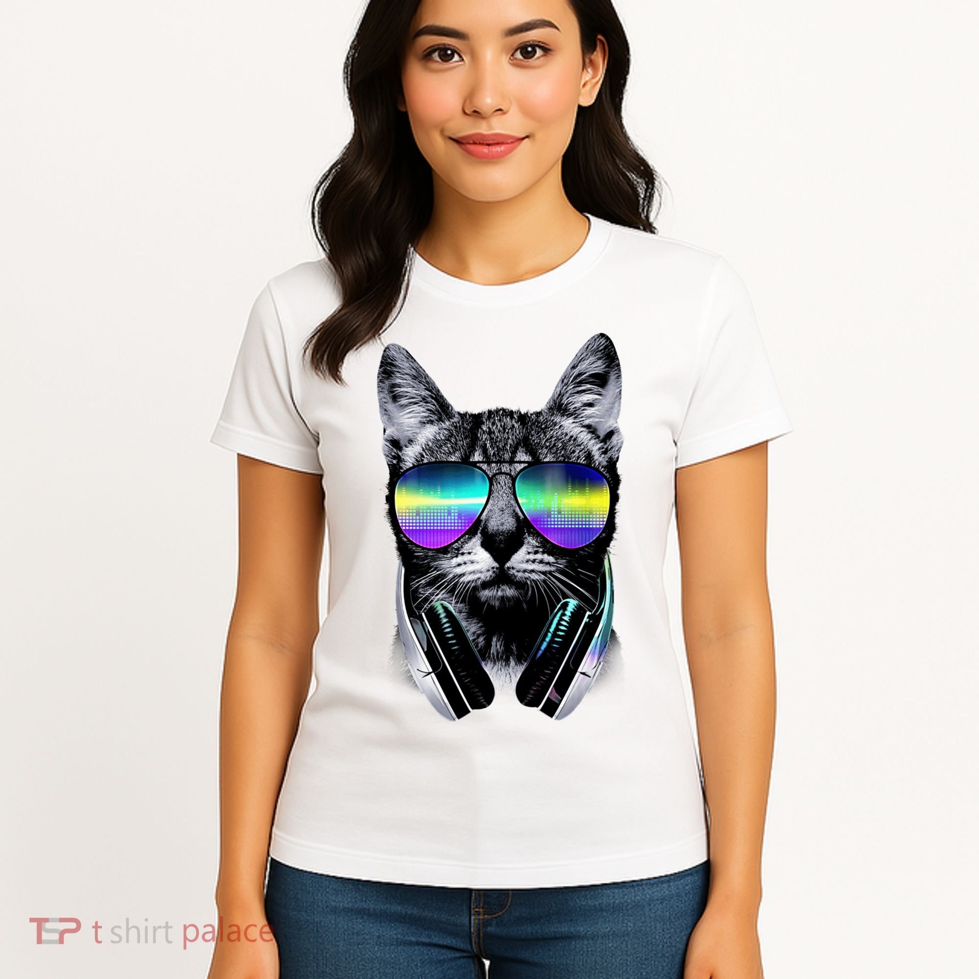 Cool Cat With Sunglasses DJ Retro Style Meme Women's T-Shirt