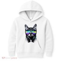 Cool Cat With Sunglasses DJ Retro Style Meme Kids Hoodie thumb 0