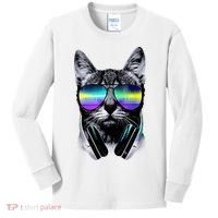 Cool Cat With Sunglasses DJ Retro Style Meme Kids Long Sleeve Shirt thumb 0