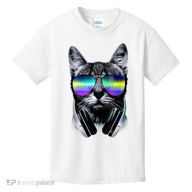 Cool Cat With Sunglasses DJ Retro Style Meme Kids T-Shirt