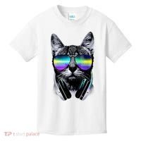 Cool Cat With Sunglasses DJ Retro Style Meme Kids T-Shirt thumb 0