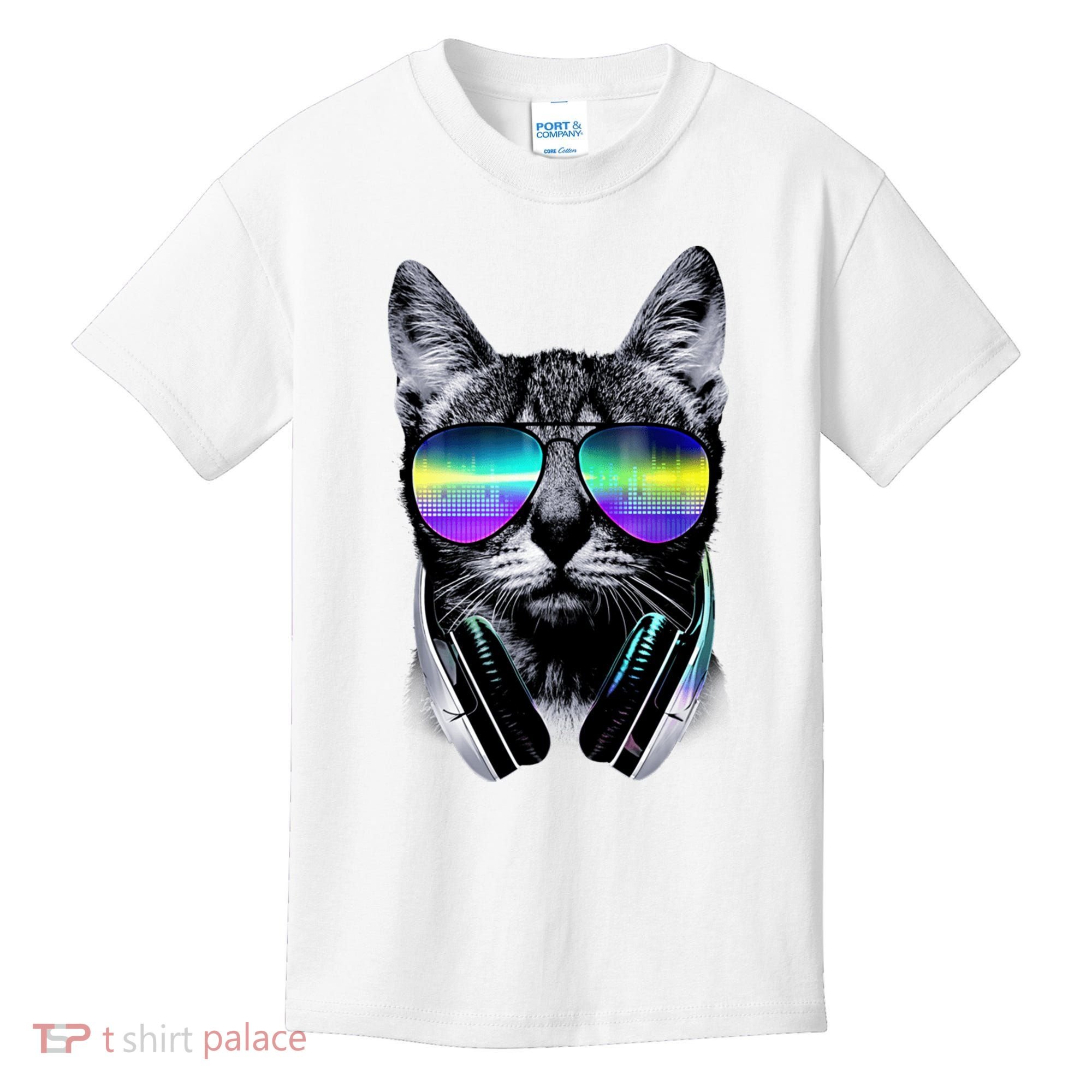 Cool Cat With Sunglasses DJ Retro Style Meme Kids T-Shirt
