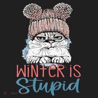Christmas Cat Winter Is Stupid Women's Sweatshirt thumb 2