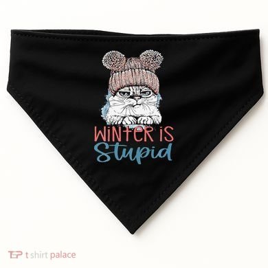 Christmas Cat Winter Is Stupid USA-Made Doggie Bandana