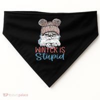 Christmas Cat Winter Is Stupid USA-Made Doggie Bandana thumb 0