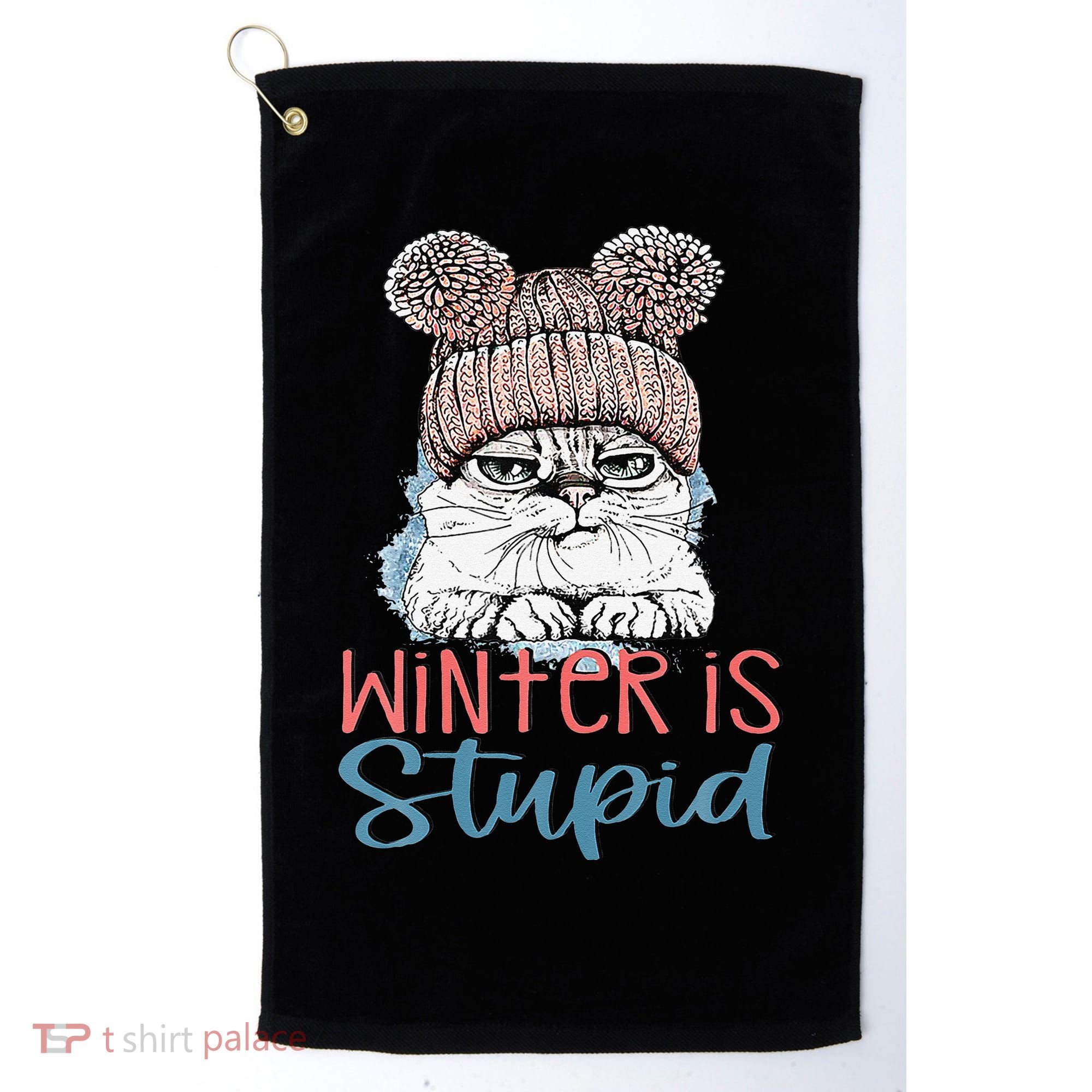 Christmas Cat Winter Is Stupid Golf Towel