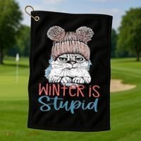 Christmas Cat Winter Is Stupid Golf Towel thumb 1