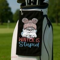 Christmas Cat Winter Is Stupid Golf Towel thumb 2