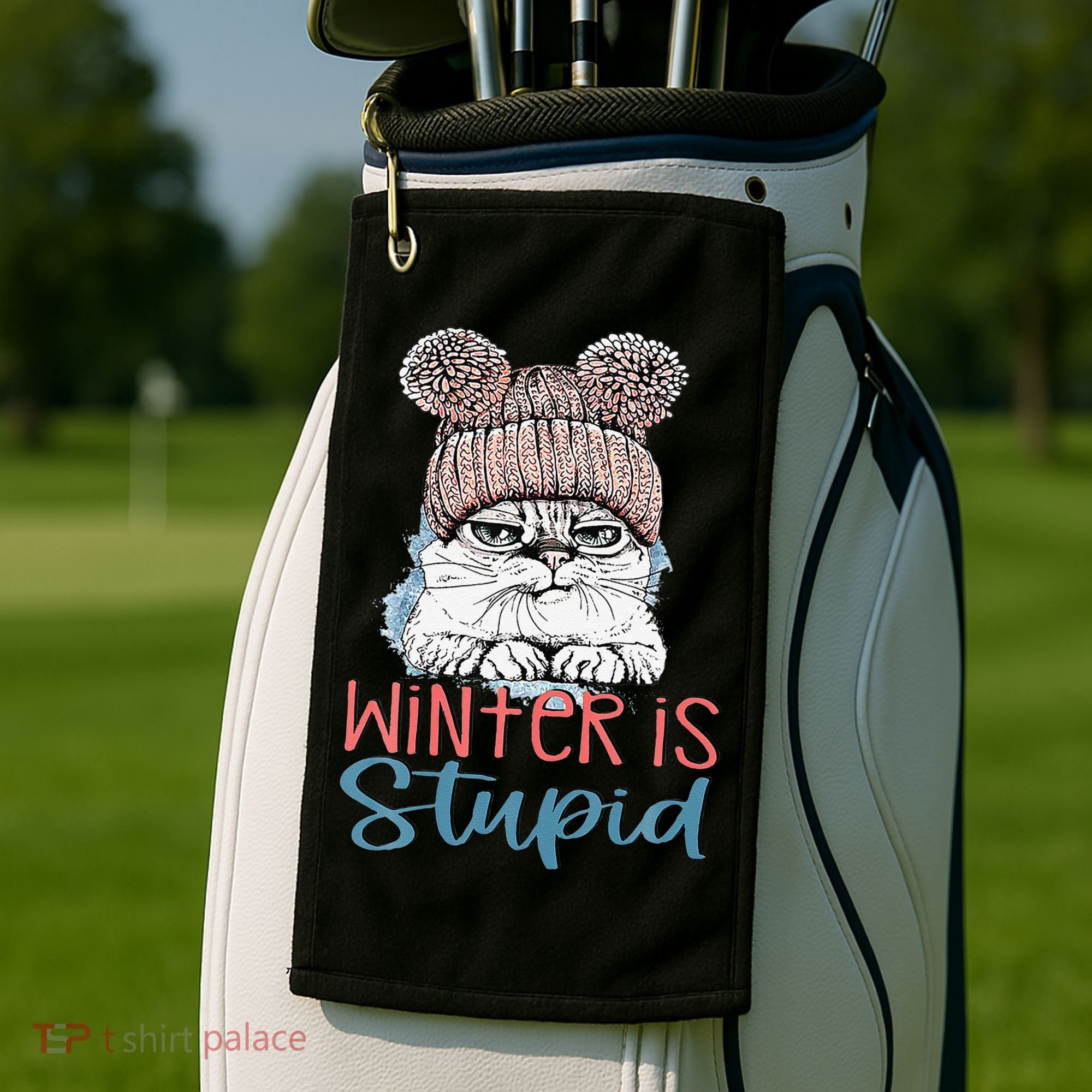 Christmas Cat Winter Is Stupid Golf Towel