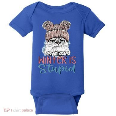 Christmas Cat Winter Is Stupid Baby Bodysuit