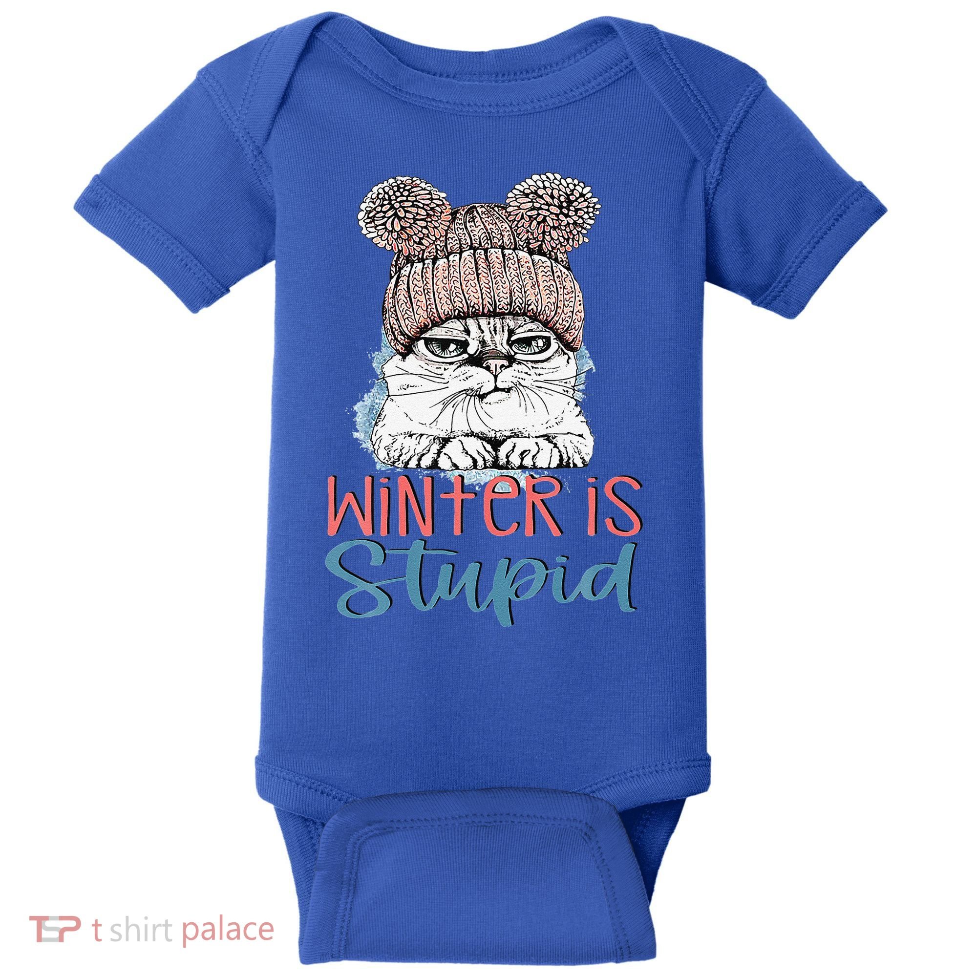 Christmas Cat Winter Is Stupid Baby Bodysuit