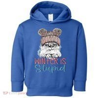 Christmas Cat Winter Is Stupid Toddler Hoodie thumb 0