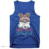 Christmas Cat Winter Is Stupid Tank Top thumb 0