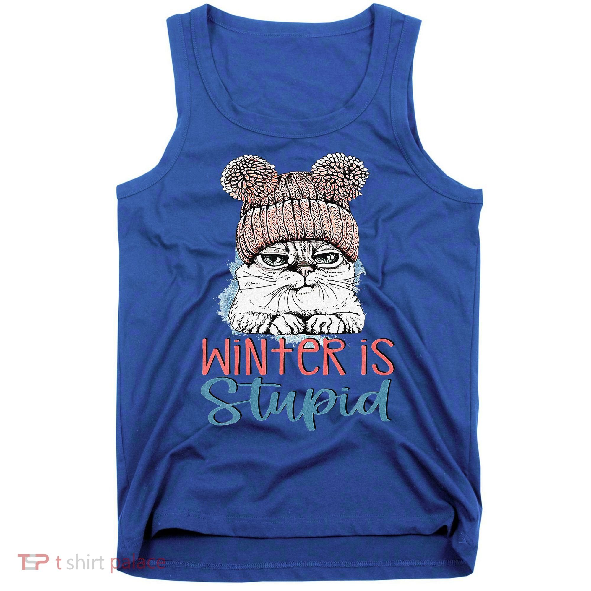 Christmas Cat Winter Is Stupid Tank Top