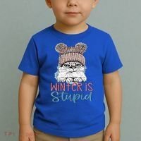 Christmas Cat Winter Is Stupid Toddler T-Shirt thumb 2
