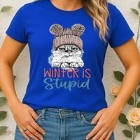Christmas Cat Winter Is Stupid Women's T-Shirt thumb 2