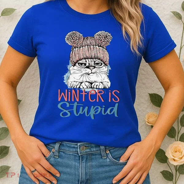 Christmas Cat Winter Is Stupid Women's T-Shirt