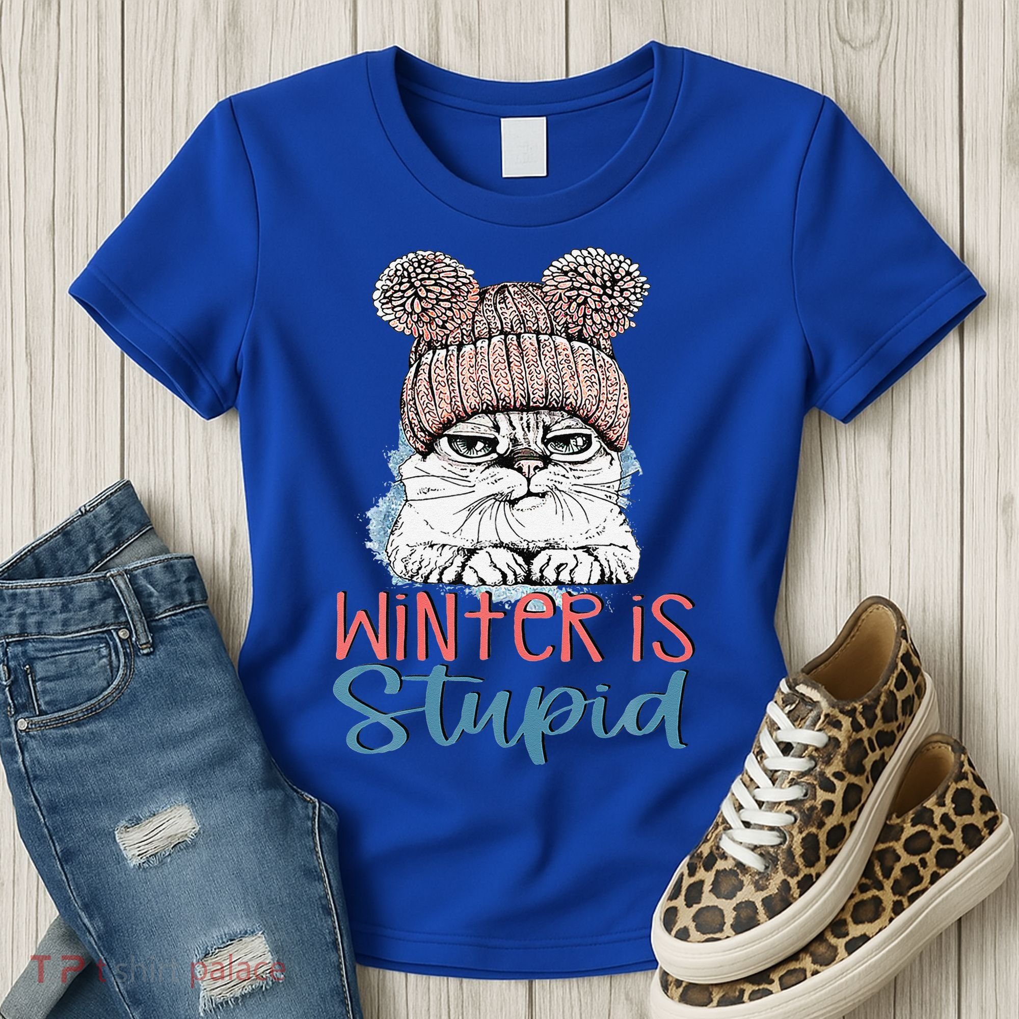 Christmas Cat Winter Is Stupid Women's T-Shirt