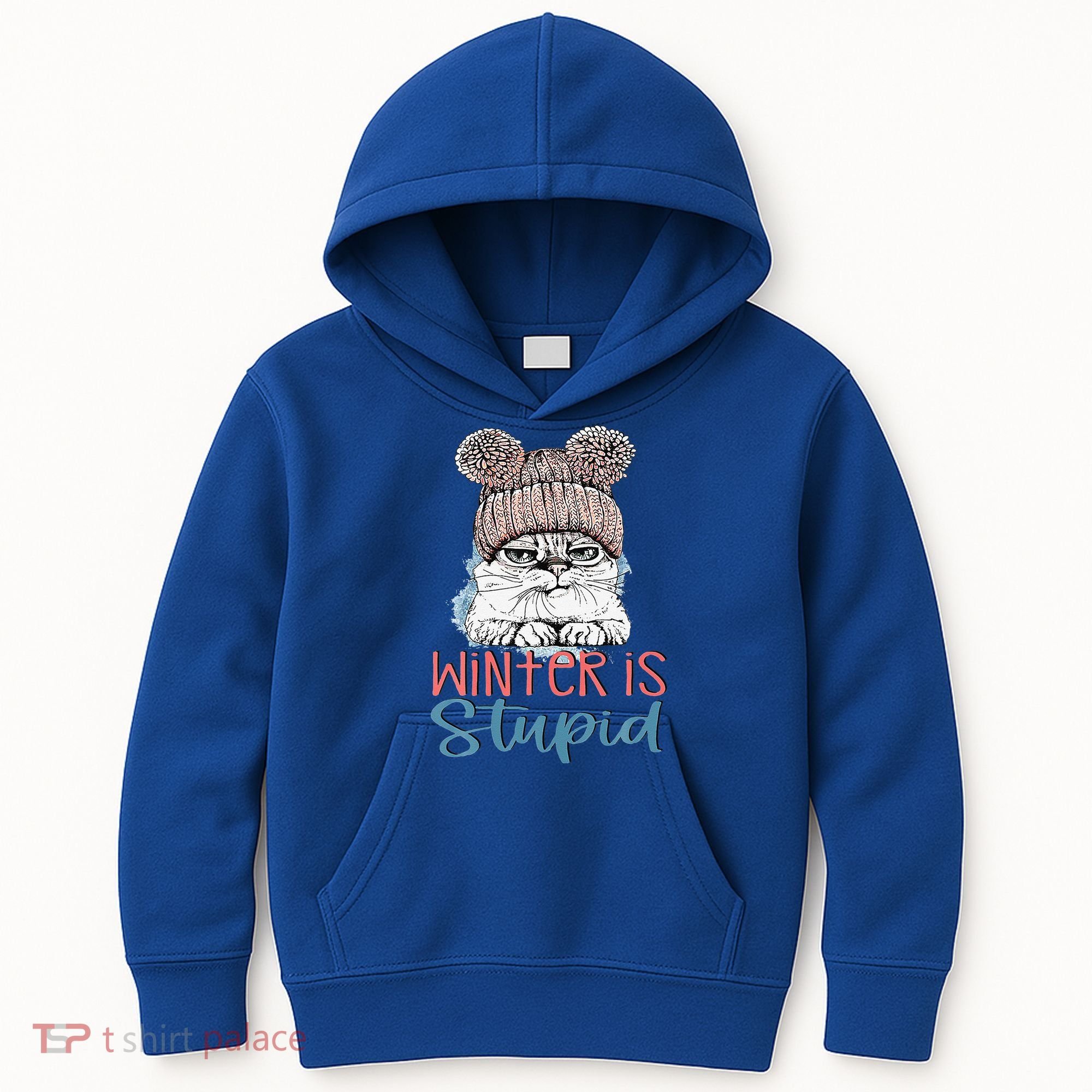 Christmas Cat Winter Is Stupid Kids Hoodie