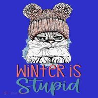 Christmas Cat Winter Is Stupid Kids Long Sleeve Shirt thumb 2