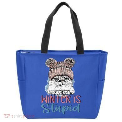 Christmas Cat Winter Is Stupid Tote Bag