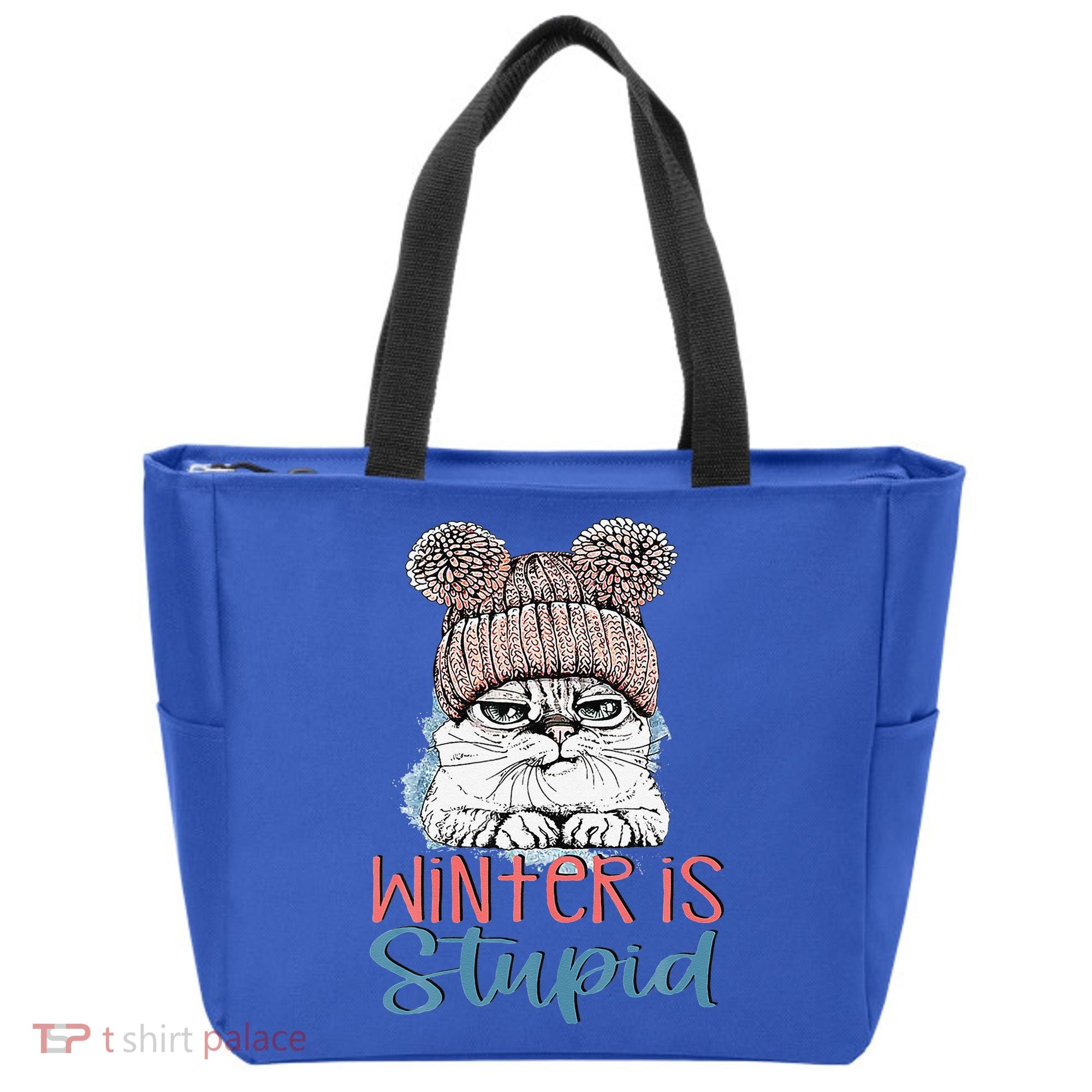 Christmas Cat Winter Is Stupid Tote Bag