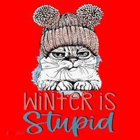 Christmas Cat Winter Is Stupid Santa Hat thumb 1