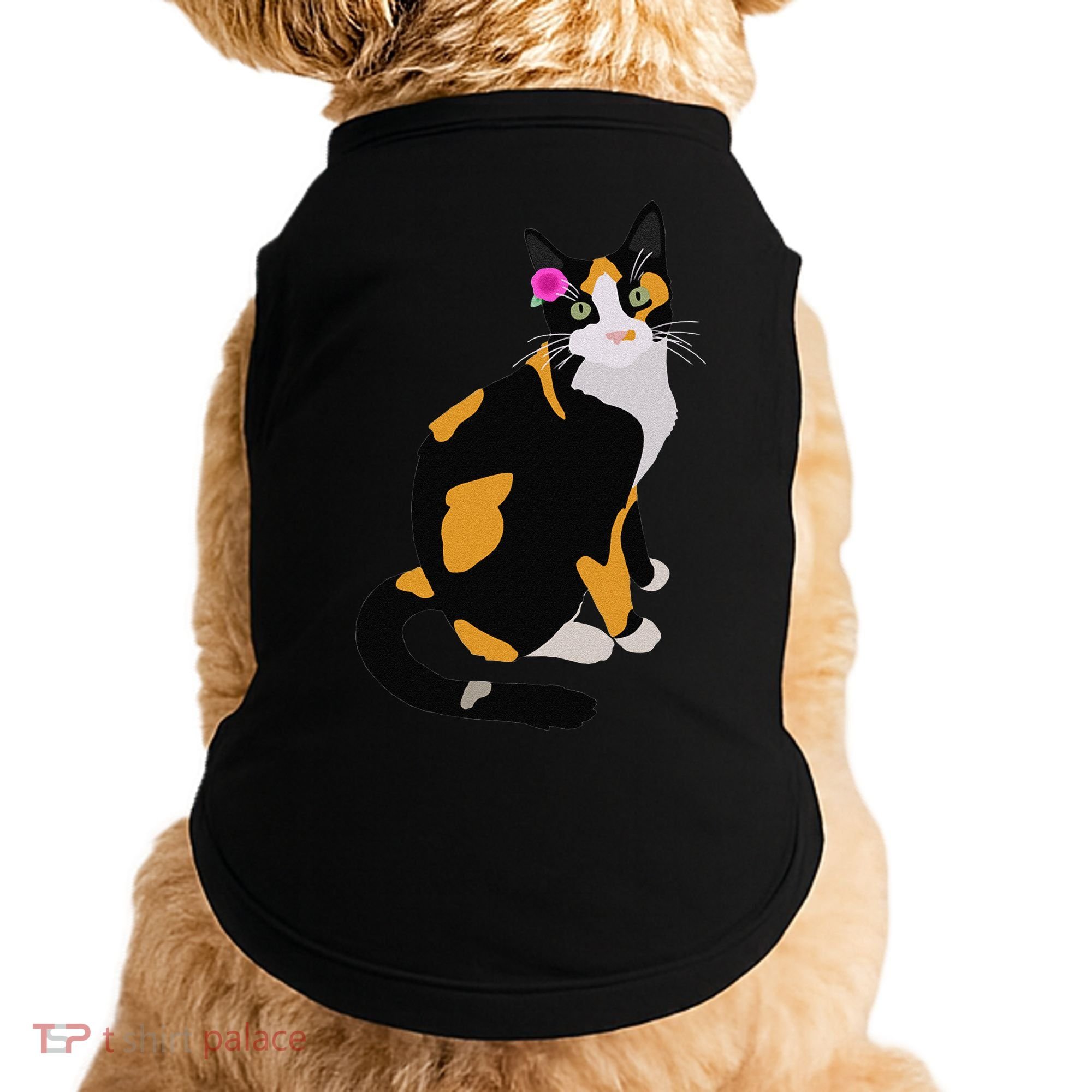 Calico Cat With Pink Flower, Calico Mom, Cat Lover Doggie Tank