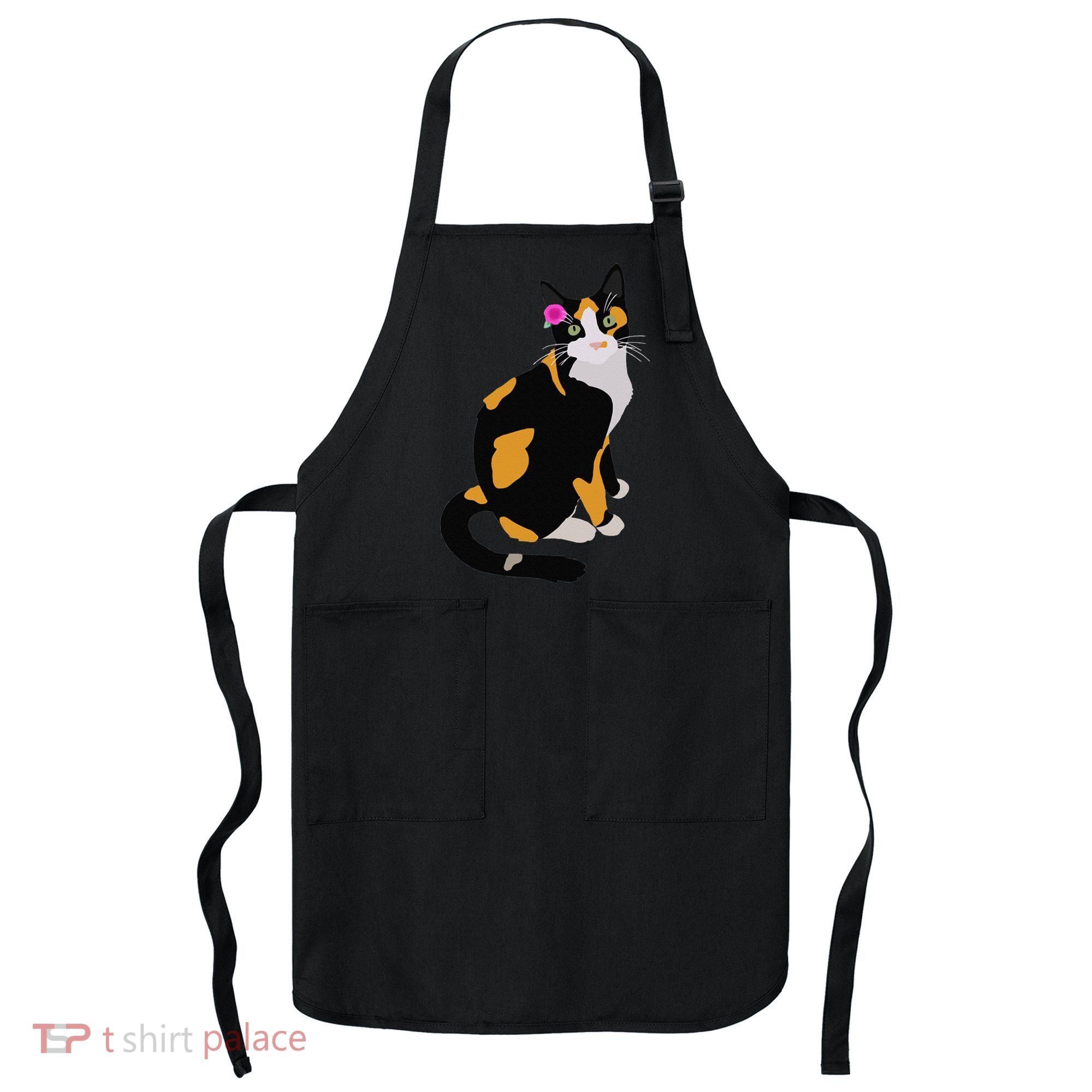 Calico Cat With Pink Flower, Calico Mom, Cat Lover Apron