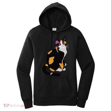 Calico Cat With Pink Flower, Calico Mom, Cat Lover Women's Hoodie