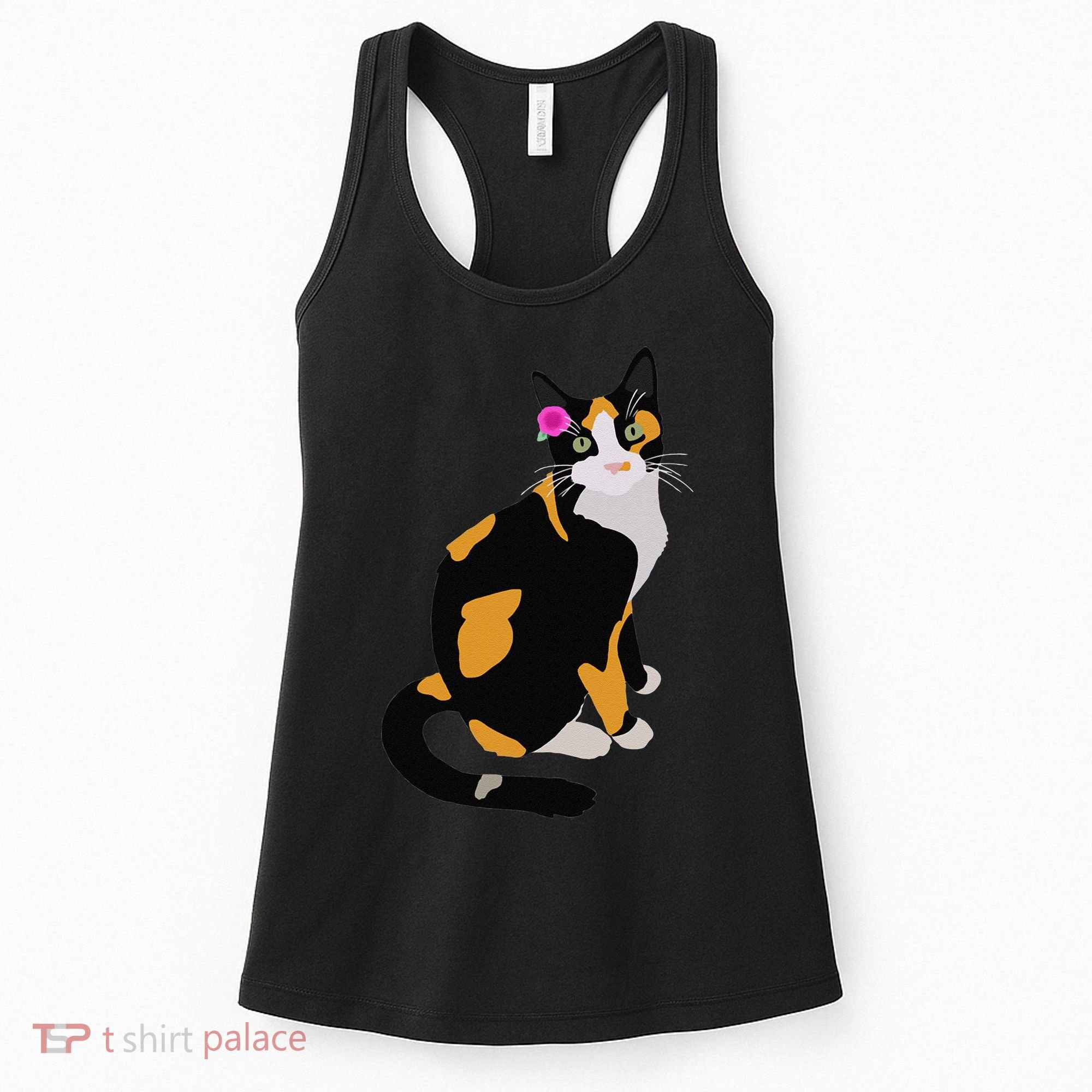 Calico Cat With Pink Flower, Calico Mom, Cat Lover Women's Tank Top