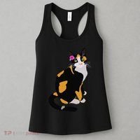 Calico Cat With Pink Flower, Calico Mom, Cat Lover Women's Tank Top thumb 3