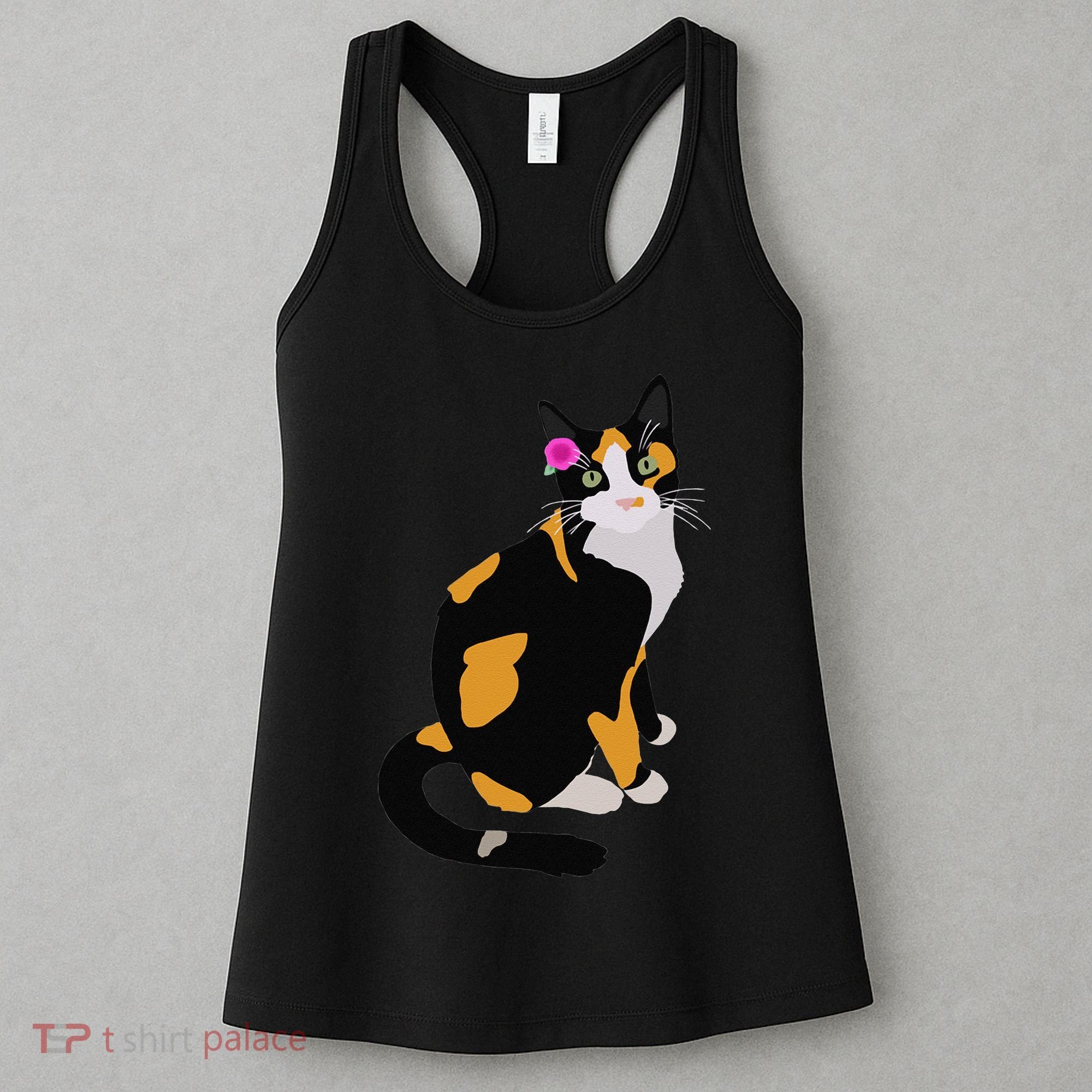 Calico Cat With Pink Flower, Calico Mom, Cat Lover Women's Tank Top