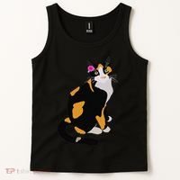 Calico Cat With Pink Flower, Calico Mom, Cat Lover Tank Top thumb 2