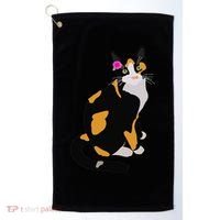 Calico Cat With Pink Flower, Calico Mom, Cat Lover Golf Towel thumb 0