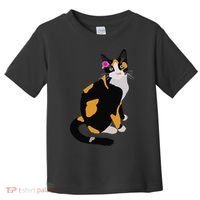 Calico Cat With Pink Flower, Calico Mom, Cat Lover Toddler T-Shirt thumb 0