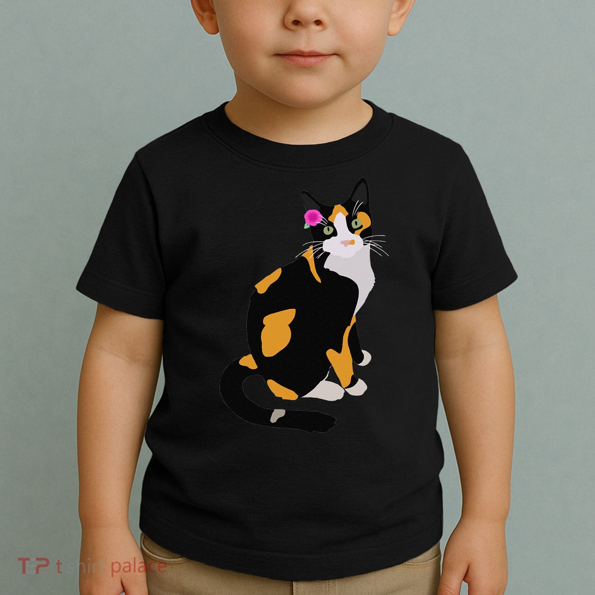Calico Cat With Pink Flower, Calico Mom, Cat Lover Toddler T-Shirt