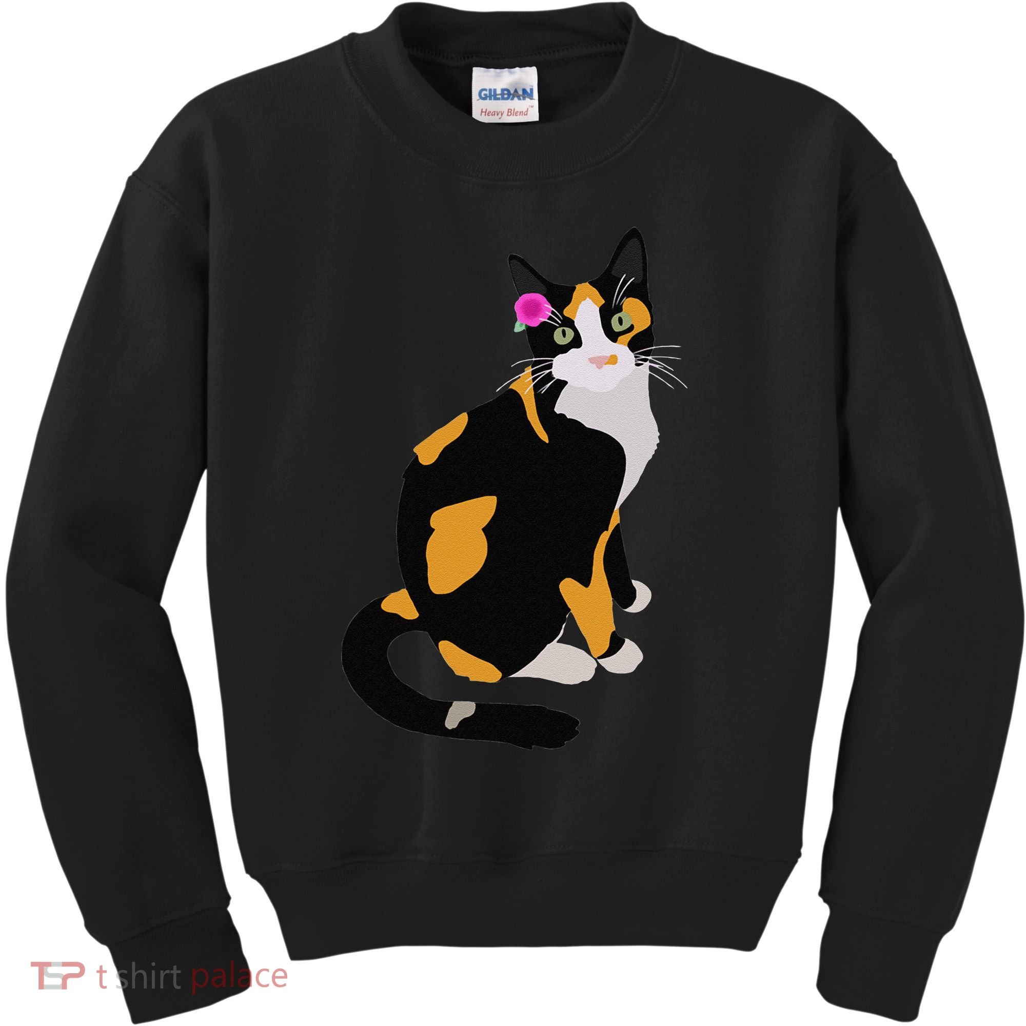 Calico Cat With Pink Flower, Calico Mom, Cat Lover Kids Sweatshirt