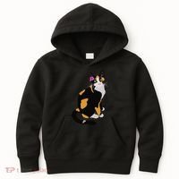 Calico Cat With Pink Flower, Calico Mom, Cat Lover Kids Hoodie thumb 0