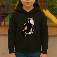 Calico Cat With Pink Flower, Calico Mom, Cat Lover Kids Hoodie thumb 3